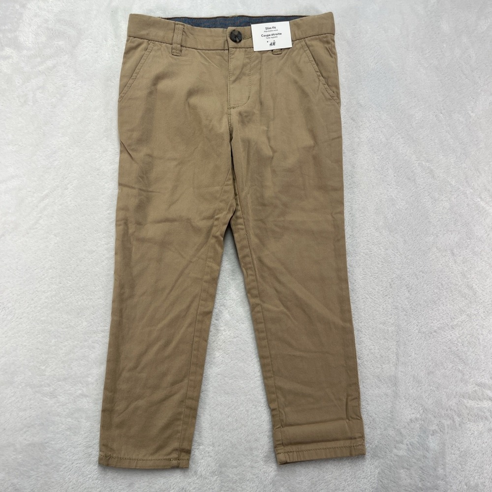 H&M Slim Fit Chino Pants Toddler Boys 4T Khaki Preppy School Academia Trouser